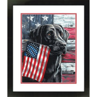 Dimensions Puzzles 91793 Patriotic Dog (Black Lab) w/Flag Paint by Number (11"x14")