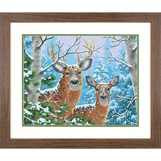 Dimensions Puzzles 91806 Whitetail Deer Winter Paint by Number (14"x11")