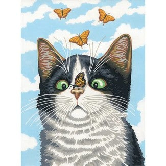 Dimensions Puzzles 91808 Hugo Hege the Cat & Butterflies Paint by Number (9"x12")