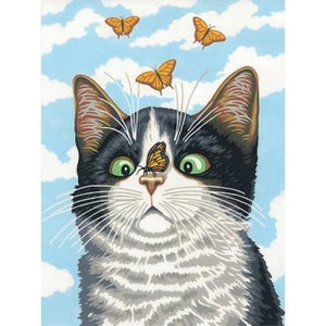 Dimensions Puzzles 91808 Hugo Hege the Cat & Butterflies Paint by Number (9"x12")