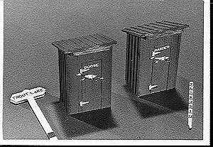 Durango Press 120 HO Scale Goose/Gander Outhouse Kits pkg(2) -- 2 Outhouses & Trout Lake Station Signs
