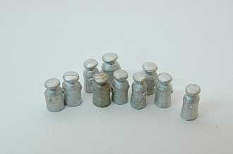 Durango Press 154 HO Scale Milk Cans - Metal Castings pkg(10) -- Unpainted