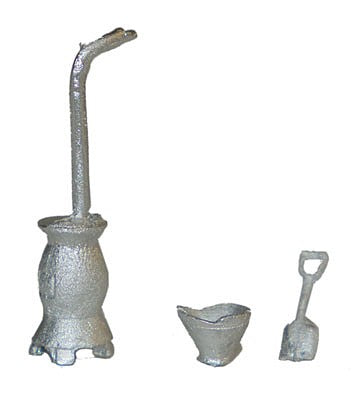 Durango Press 155 HO Scale Stove, Hod & Shovel - Kit -- Unpainted, 3-Pieces