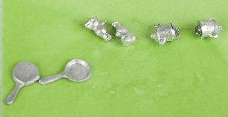 Durango Press 169 HO Scale Lamp, Coffee Pot and Frying Pan -- Unpainted Metal Castings