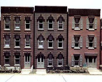 Design Preservation Models 11400 HO Scale Townhouse Flats (Front Wall Only)- Woodland Scenics DPM Landmark Structures(R) -- Kit - 7-5/16 x 1/8" 18.5 x 3.17cm