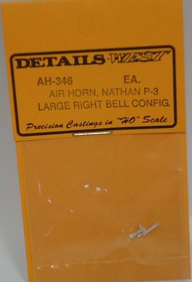 Details West 346 HO Scale Nathan Air Horns -- P-3, Large Right Bell Configuration (Pewter) - NP & Other Roads
