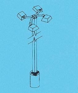 Details West 455 HO Scale Light Poles w/Light Heads (Nonworking) pkg(2) -- For Yards, Industrial, Engine Facility, Etc.