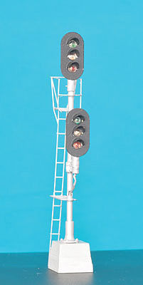 Details West 941 HO Scale Union Switch & Signal 2-Headed Style D Block Signal - Assembled -- 3-Over-3 Aspect with Individual Visors