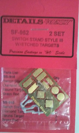 Details West 952 HO Switch Stand Style III w/Etched Targets (2 Sets)
