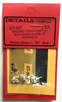 Details West 957 HO Ground Throw Switch Bethlehem Model 22 w/Targets (2ea)