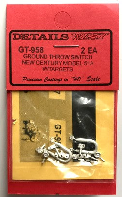 Details West 958 HO Ground Throw Switch New Century Model 51A w/Targets (2ea)