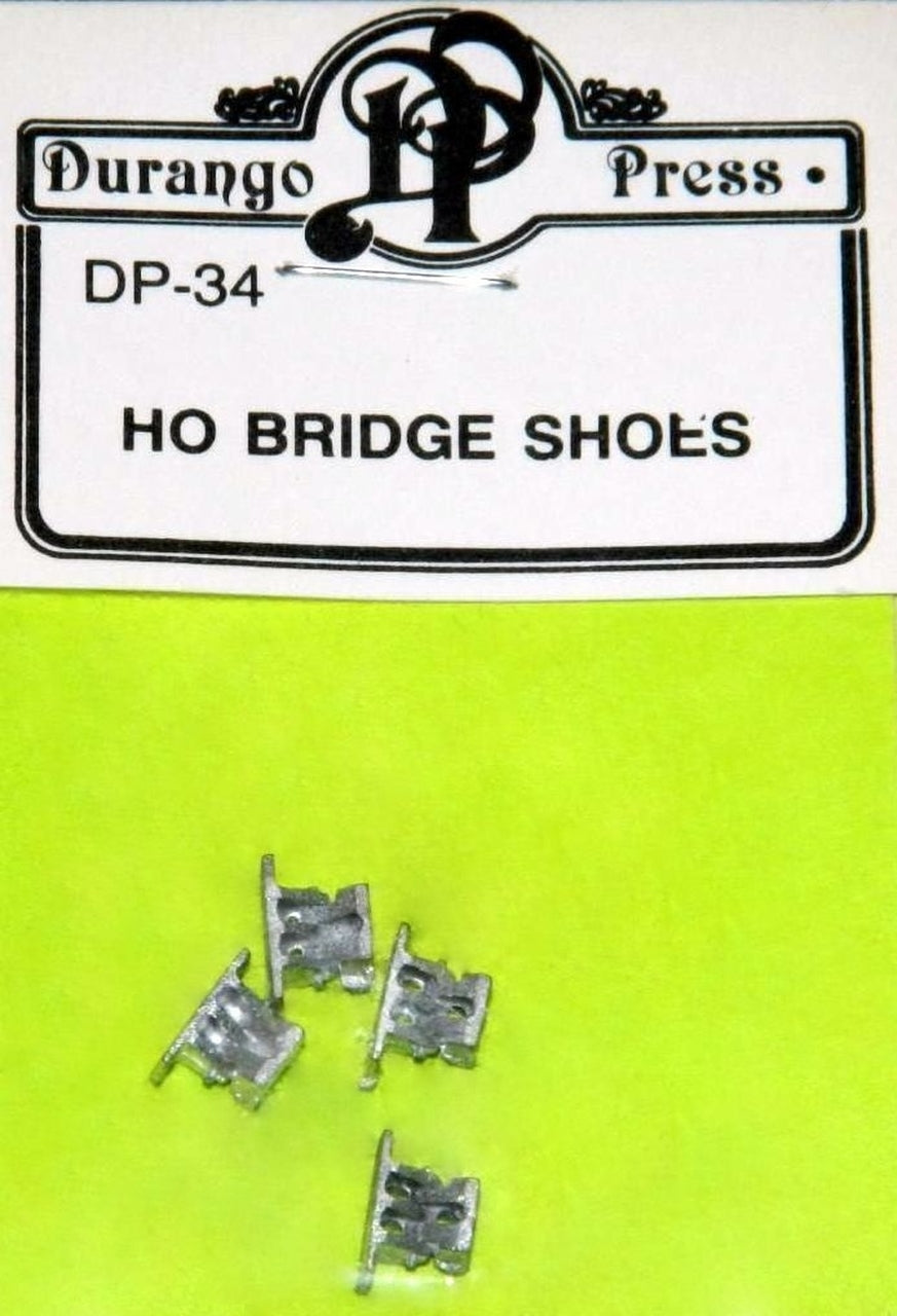 Durango Press 34 HO Scale Bridge Shoes (Unpaited Metal Castings pkg(4)