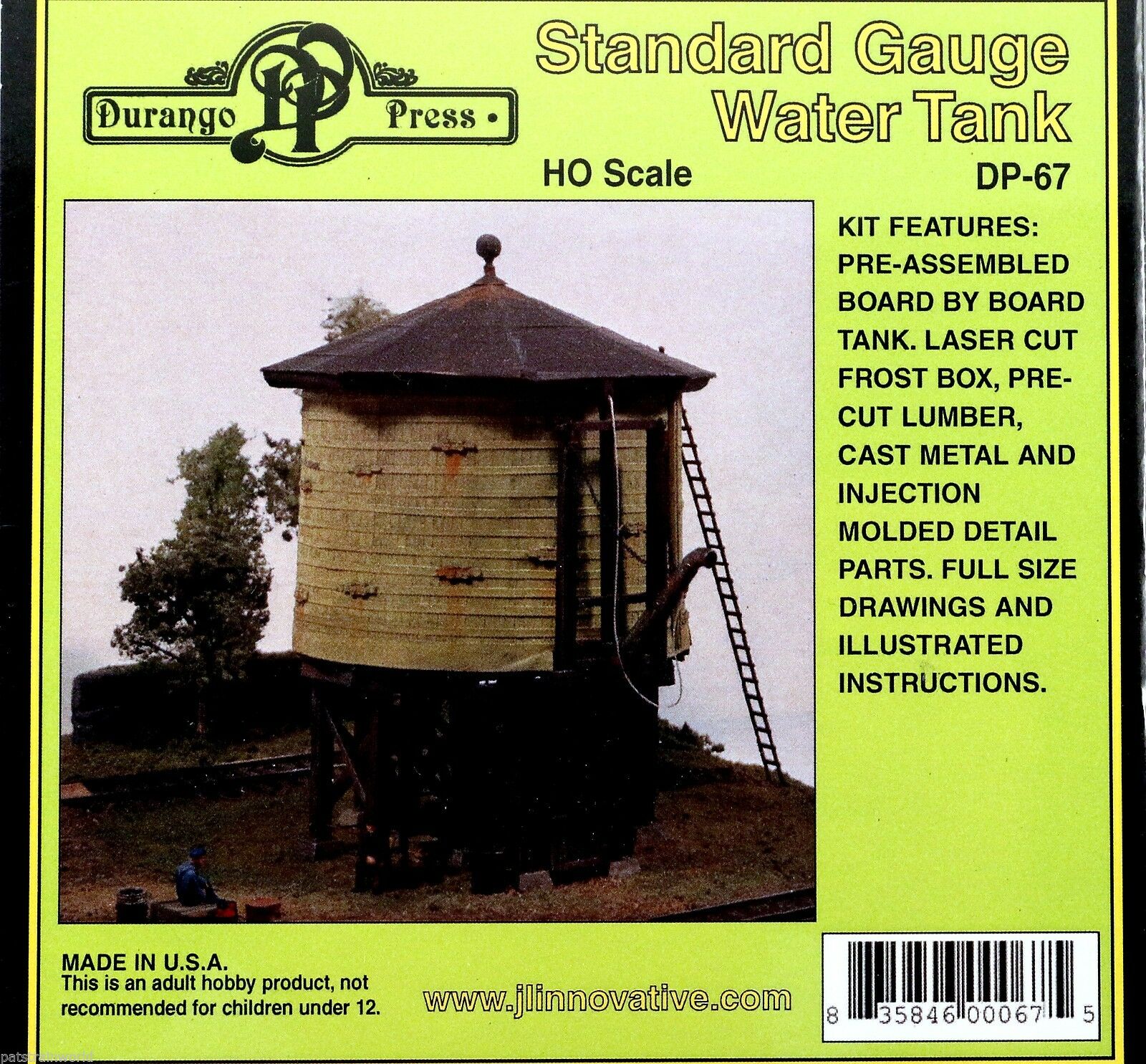 Durango Press 67 HO Scale Standard Water Tank HO Kit -- 4-1/4 x 4-1/2"