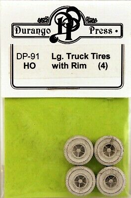 Durango Press 91 HO Scale Truck Tires w/Rims (Cast Metal) -- Unpainted pkg(4)