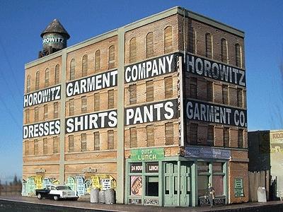 Downtown Deco 1046 HO Scale Horowitz Garment Company -- Kit - 11 x 4-1/2" 27.9 x 11.4cm