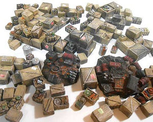 Downtown Deco 60 O Scale Clutter, Crates and Boxes Detail Set -- Unpainted Castings