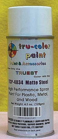 Tru-Color Paint 4034 All Scale Aerosol Spray Paint 4.5oz 135ml Can -- Matte Steel