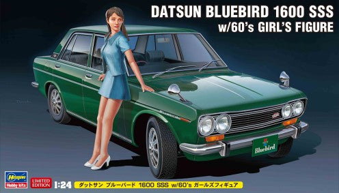 Hasegawa 52277 1/24 Datsun Bluebird 1600 SSS Car w/1960s Girl Figure (Ltd Edition)