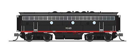 Broadway Limited 6883 N Scale EMD F7B - Sound and DCC - Paragon4 -- Southern Pacific 8144 (Black Widow, black, silver, red, orange)