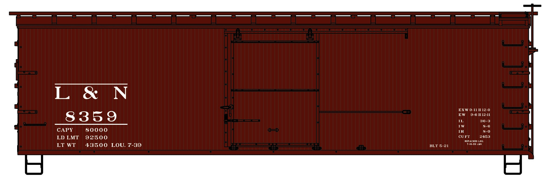 Accurail 1305 Ho 36' Dbl Sht Wood Boxcar L&N