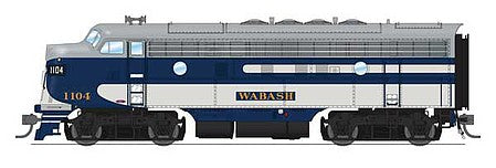 Broadway Limited 6681 HO Scale EMD F7 A-Unpowered B Set - Sound and DCC - Paragon4 -- Wabash 1104, 1104B (blue, gray, white)