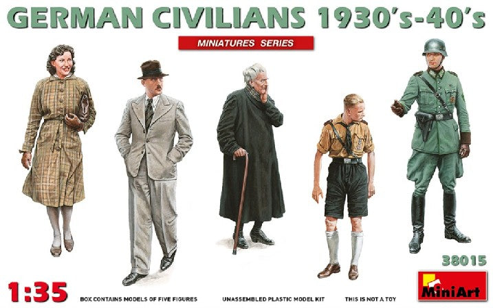 Miniart Models 38015 1/35 German Civilians (3) & Soldiers (2) 1930's-40's