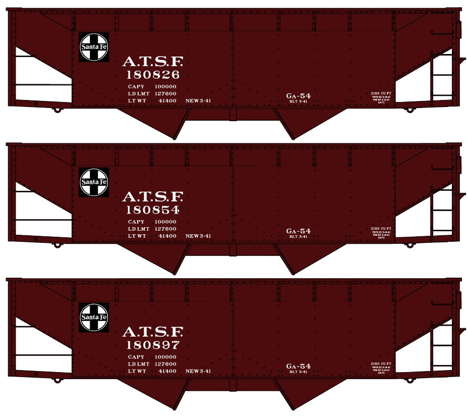 Accurail 8076 Ho Os Twin Hopper Atsf 3#Set