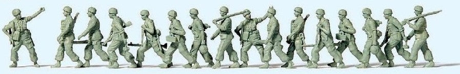 Preiser 16625 HO Unpainted German Paratroopers Marching 1939-45 (16) Kit)