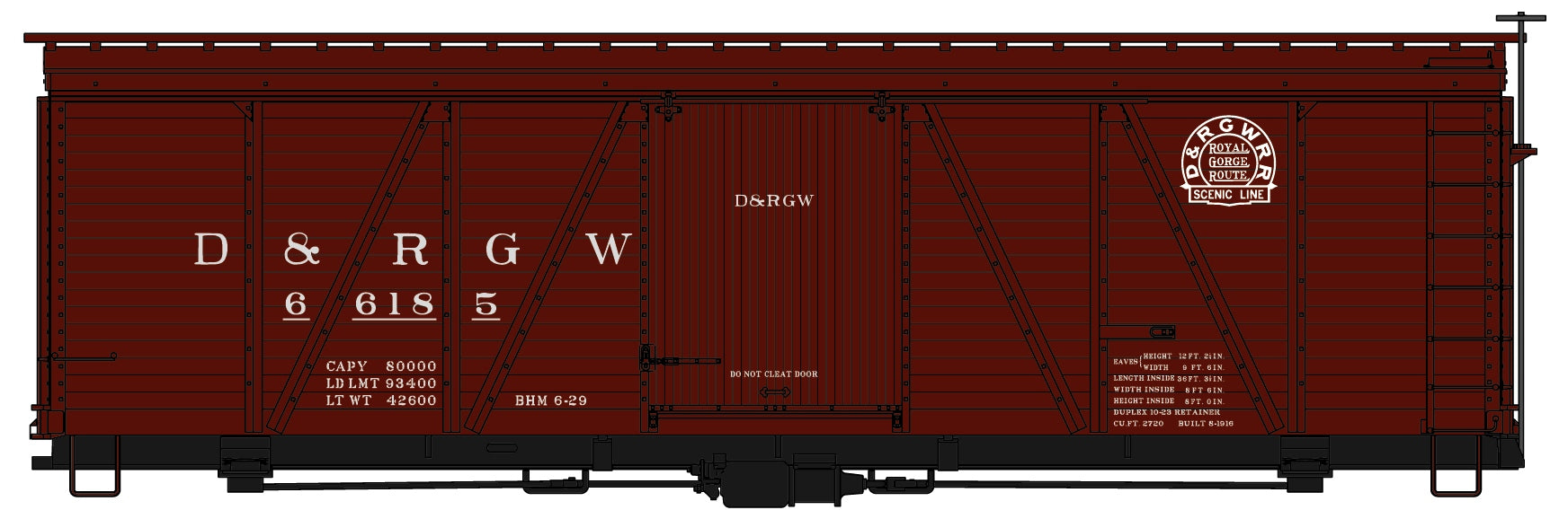Accurail 1171 Ho 36'Fowler Wood Bxcar D&Rgw