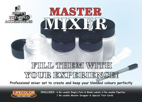 Lifecolor MX Master Mixer Set to Create Blended Colors (6 empty pots w/labels)