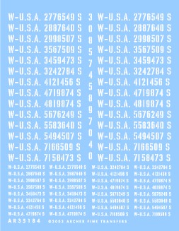 Archer Fine Transfers 35184 1/35 US Truck & Ambulance Late War Registration Codes (Stencil)