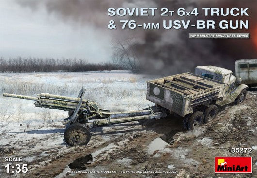 MiniArt 35272 1/35 WWII Soviet 2-Ton 6x4 Truck & 76mm USV-BR Gun (D)