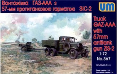 Unimodel 367 1/72 GAZ-AAA Military Truck w/Zis2 57mm Anti-Tank Gun