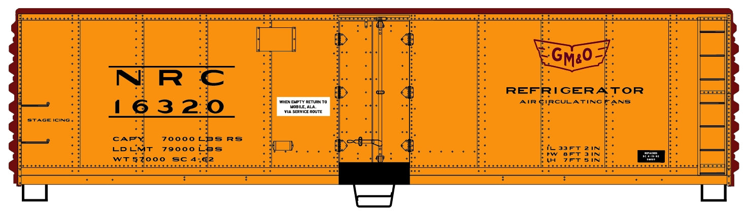 Accurail 8327 40' Steel Reefer Gulf Mobile & Ohio Nr