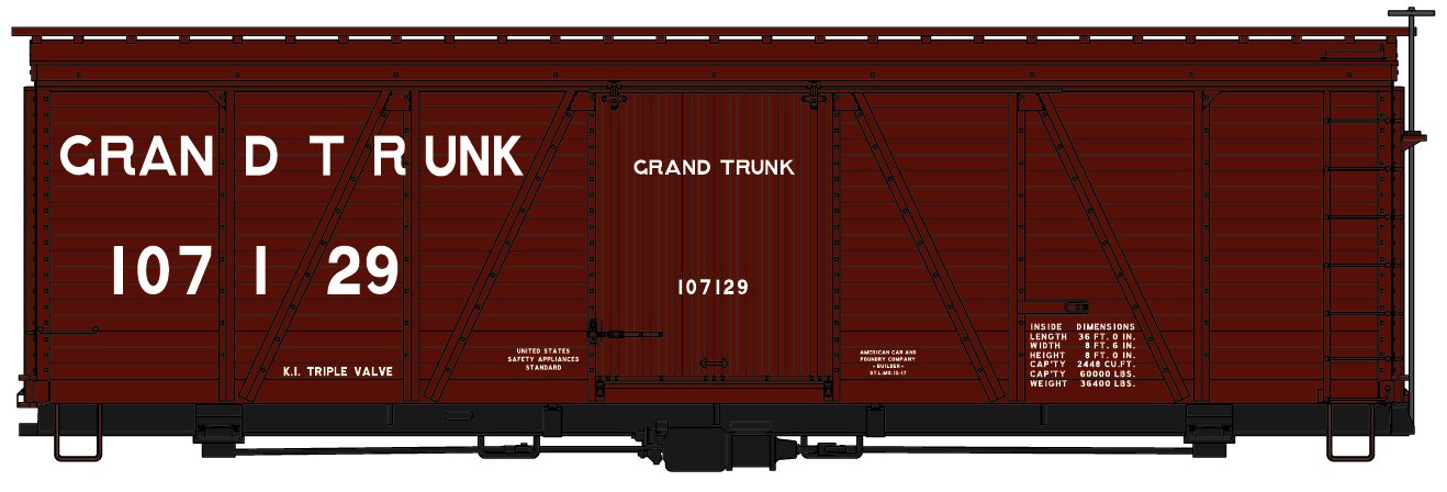 Accurail 1158 Ho 36'Fowler Wood Boxcar Gt