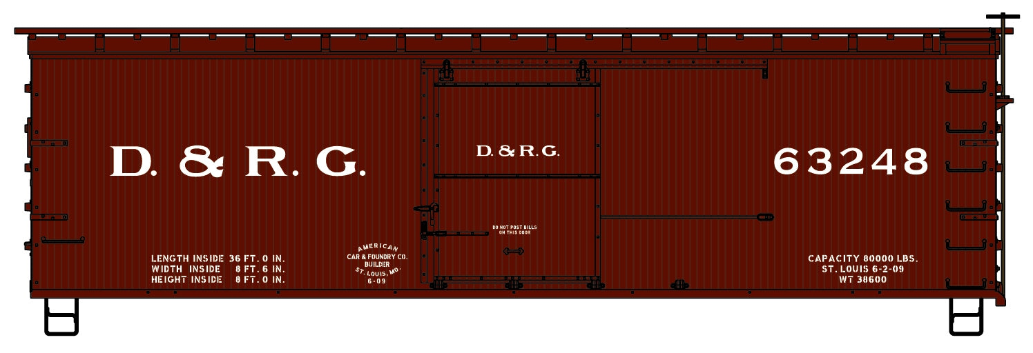 Accurail 1807 Ho 36'Dbl Sht Wd Bxcr D&Rg