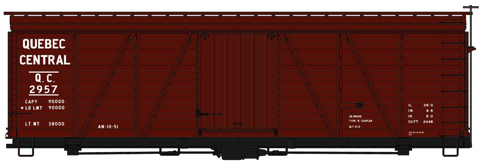 Accurail 1169 Ho 36'Fowler Wd Bxcar Quebec