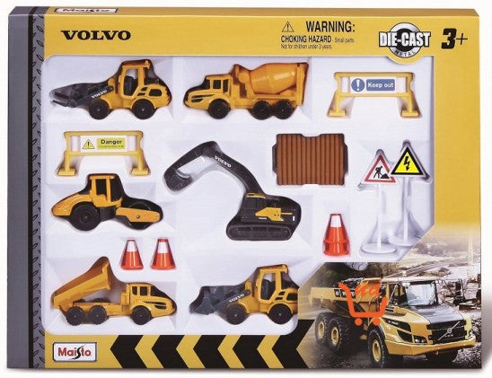 Maisto 12376 3" Volvo Construction Vehicles Die Cast/Plastic Playset (16pcs)