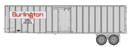 Walthers Scenemaster 2600 HO Scale Flexi-Van 40' Trailer 2-Pack - Assembled -- Chicago, Burlington & Quincy (Large Name Placard, Side Doors)