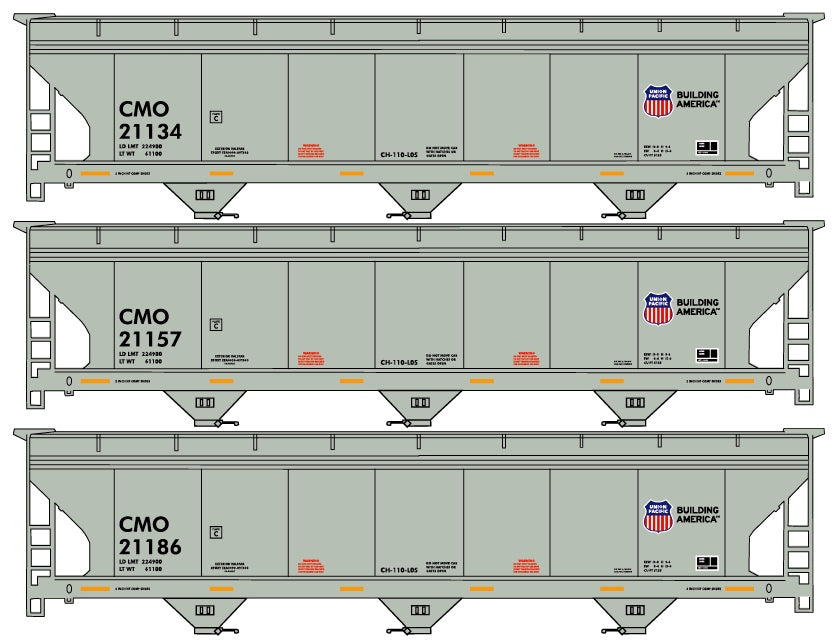 Accurail 8074 Ho Acf Hopper Up/Cmo 3#Set
