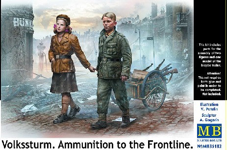 Master Box Models 35182 1/35 Children (2) w/Ammo Cart Heading to the Frontline