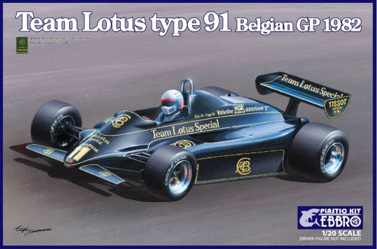 Ebbro 19 1/20 1982 Lotus Type 91 Team Lotus F1 Belgian Grand Prix Race Car