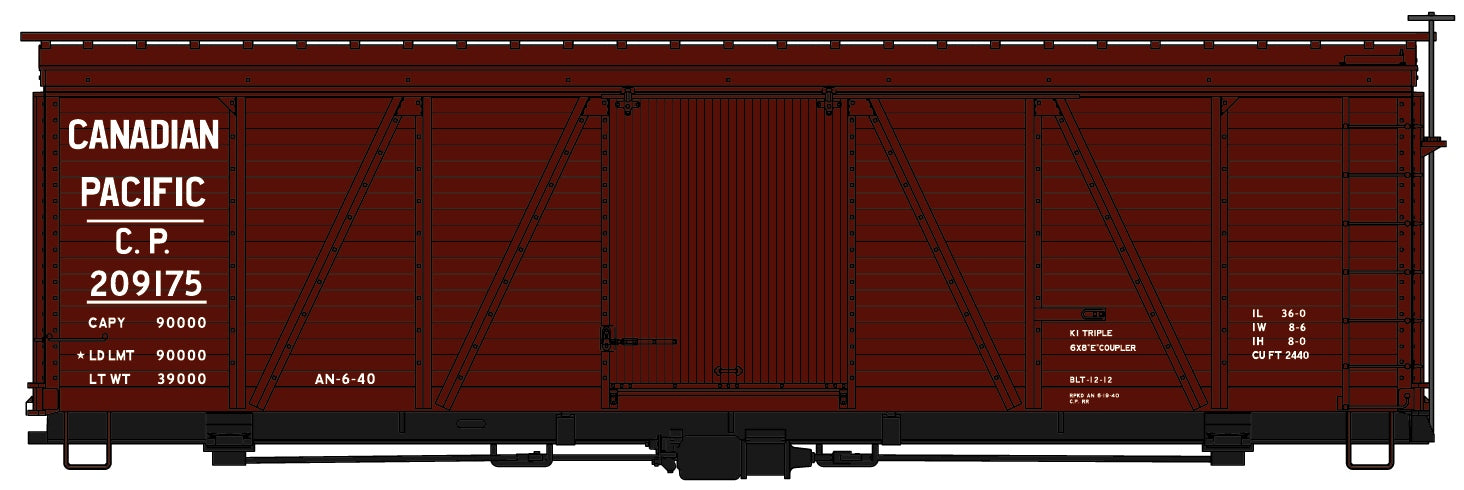 Accurail 1155 Ho 36'Fowler Wood Boxcar Cp