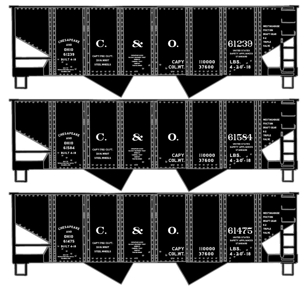 Accurail 24314 Ho Usra Tw Hopper C&O 3#Set