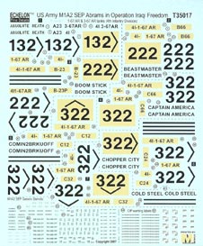 Echelon Decals 35017 1/35 US 4th Inf Div M1A2 Abrams Pt1