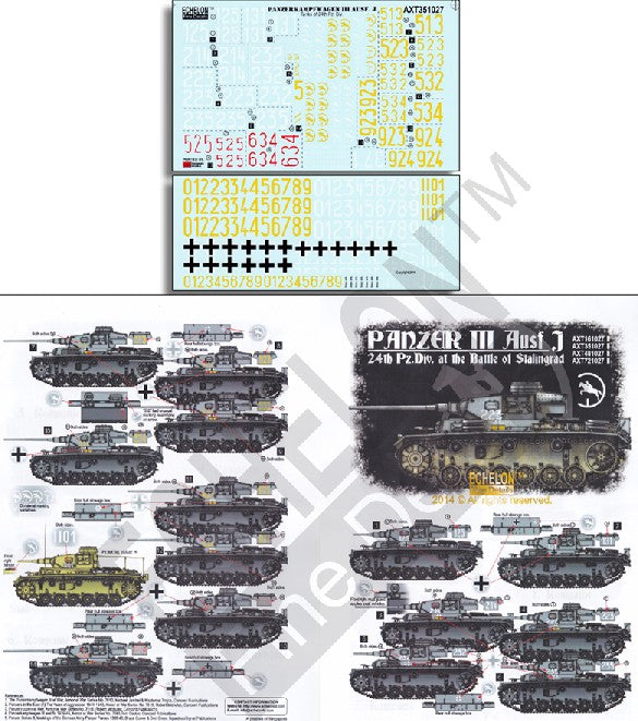 Echelon Decals 351027 1/35 Panzer III Ausf J 24th Pz Div Battle of Stalingrad