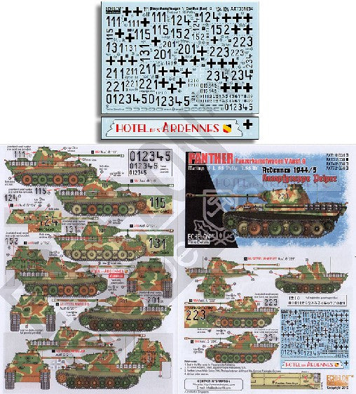 Echelon Decals 351034 1/35 Panther PzKpfw V Ausf G 1st SSPzRgt LSSAh Ardennes 1944-45 Kampfgruppe Peiper