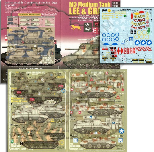 Echelon Decals 352006 1/35 M3 Medium Lee & Grant Tanks of 150th RAC, 1st Australian AD, 1st AD, Scots Greys & 3rd CLY