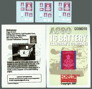 Echelon Decals 356010 1/35 & 1/16 AS90 16 Battery Sandham's Co.