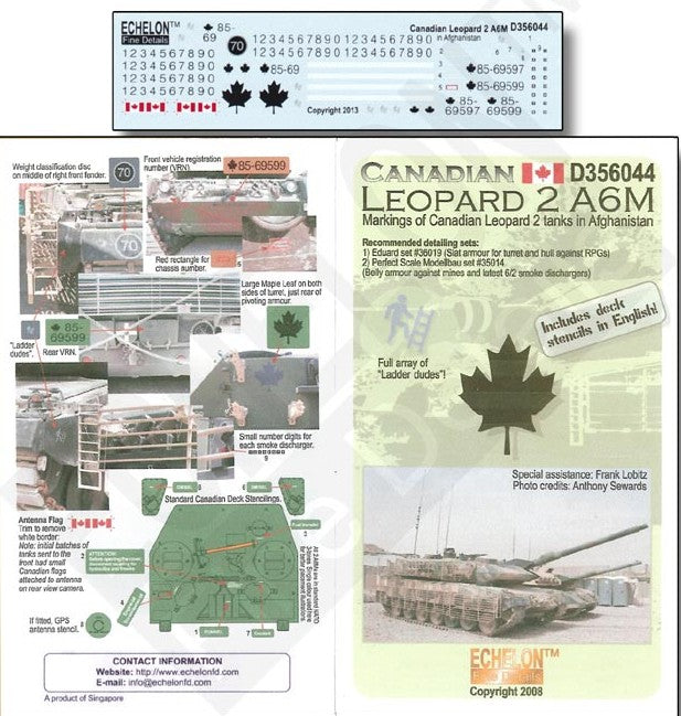 Echelon Decals 356044 1/35 Canadian Leopard 2A6M Afghanistan